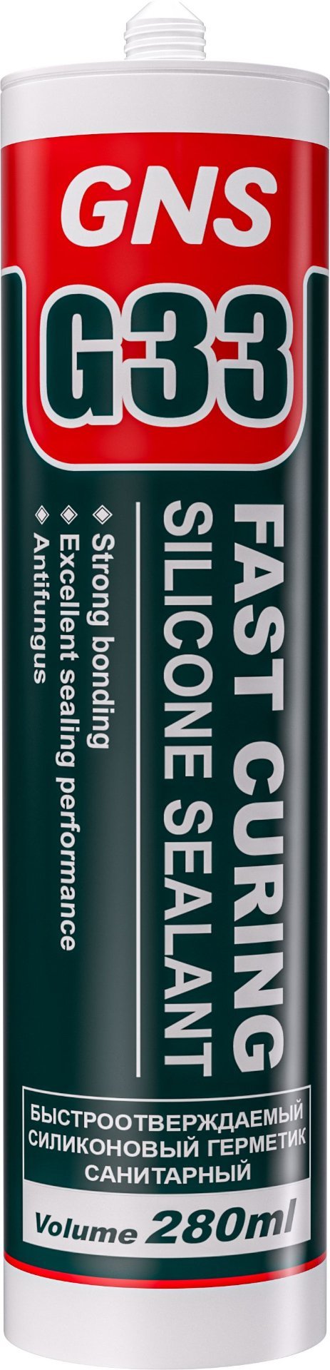 Герметик силиконовый GNS G33 Fast Curing, 280 мл, прозрачный