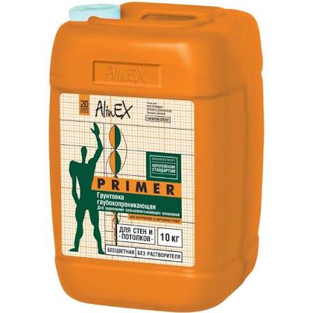 Грунтовка AlinEX PRIMER, 10 кг (для стен и потолков, полимерная)