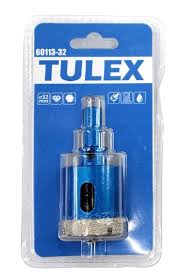 Коронка алмазная TULEX 60113-32 по стеклу и керамической плитке, центрирующее сверло, трехгранный хв