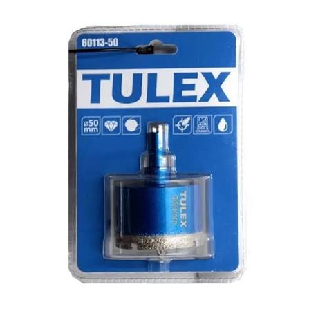 Коронка алмазная TULEX 60113-65 по стеклу и керамической плитке, центрирующее сверло, трехгранный хв