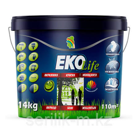 Краска "EKO" для стен и потолков моющаяся акриловая 14 кг