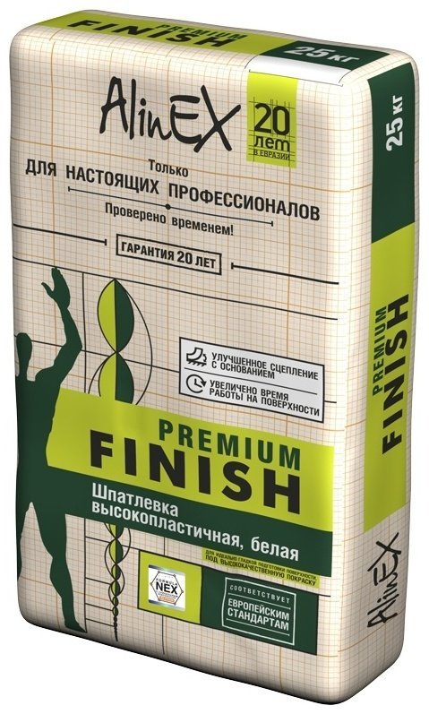 Шпатлёвка AlinEX Finish Premium, 25 кг (полимерная финишная)